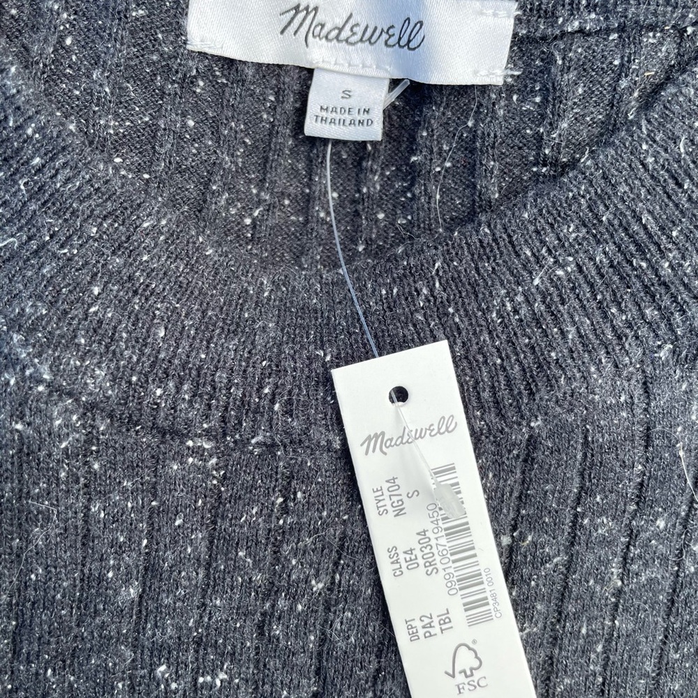Madewell Black Speckled Ribbed Sweater NWT - Picture 2 of 2